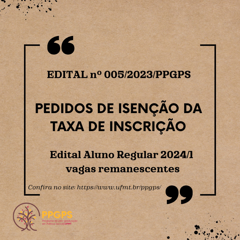 PEDIDOS DE ISENÇÃO DA TAXA DE INSCRIÇÃO – Edital Aluno Regular 2024/1 – vagas remanescentes