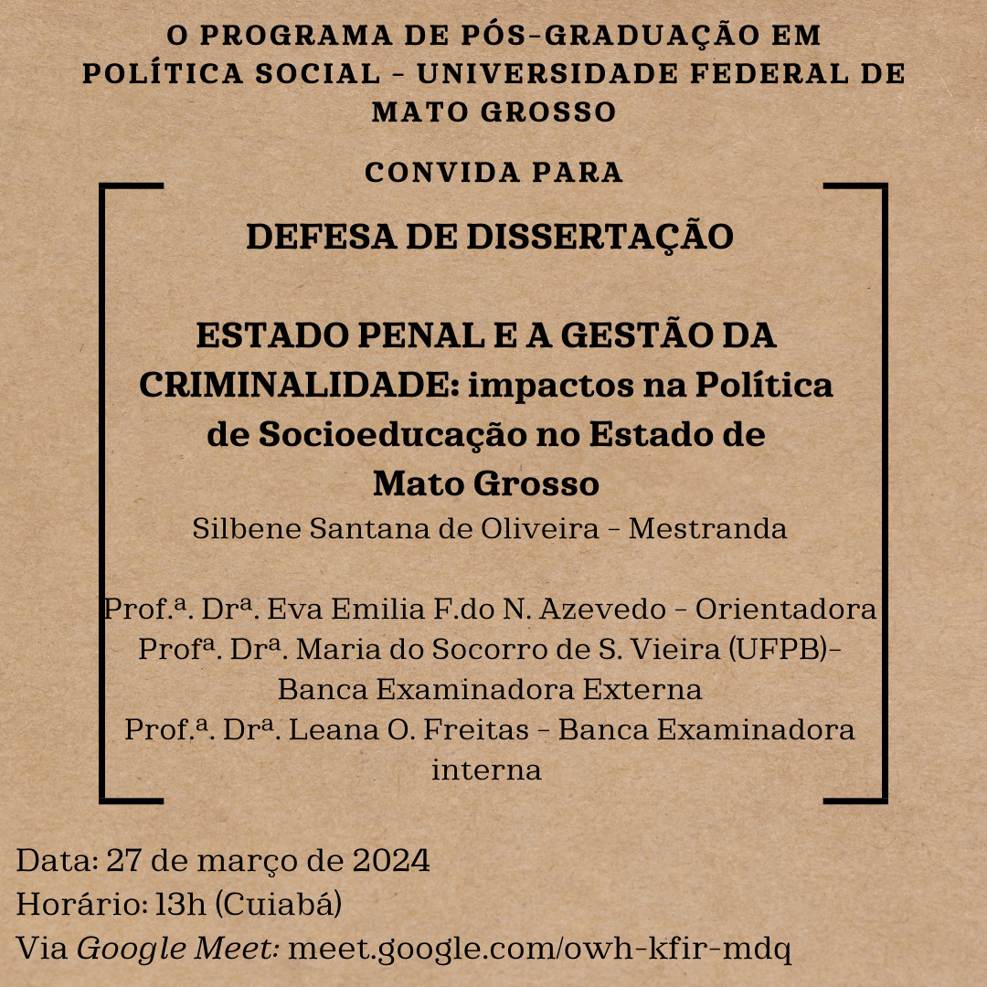 Convite para defesa de dissertação de Mestrado