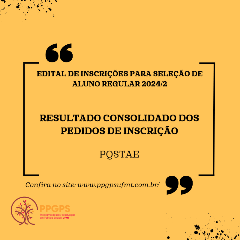 EDITAL DE INSCRIÇÕES PARA SELEÇÃO DE ALUNO REGULAR 2024/2